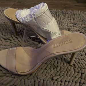 SCHUTZ Ariella Women's Clear Strap Heels - Beige